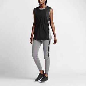 Nike women’s Sleeveless Mesh Tunic Top Black Gray Drawstring Size S